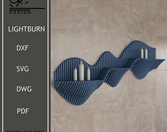 Parametric Wavy Wooden Wall Shelf CNC File,Woodworking,Laser Cut Files