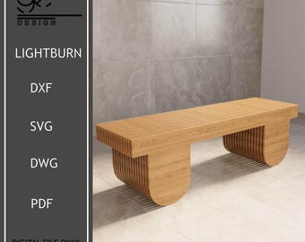Parametric Bench Plan,Woodwork Furniture Design,Wooden Seat,Wavy Wood Furniture