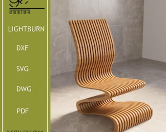 Parametric Wavy Chair Wood Model, Laser Cut Files (Digital File)
