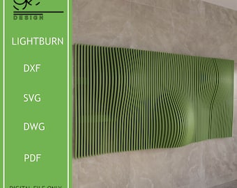 Parametric Wavy Wall Decor: 3D Cutting Machine File (SVG, PDF, DXF)