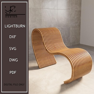 Parametric Design Wavy Wooden Art Chair Model,Parametric Wavy Wooden Furniture,Parametric Design,Wood Furniture,Parametric Furniture,Dxf,Svg
