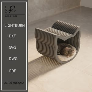Parametrisches Katzenhaus, Sperrholz Katzenhaus, Parametrisches Holzhöhle Katzenhaus, Bett Für Katze, DIY Katzenmöbel, Einzigartige Haustiermöbel Vorlage,Svg,Pdf
