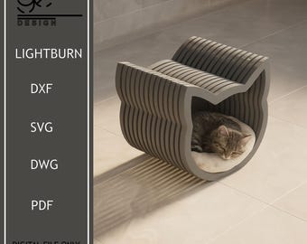 Parametric Plywood Cat House,Wooden Pet Bed,DIY Furniture Template,Cnc Cutting