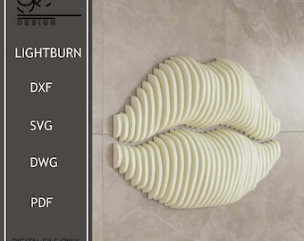 Parametric Lips Wall Art, Wooden Sculpture (Digital File)