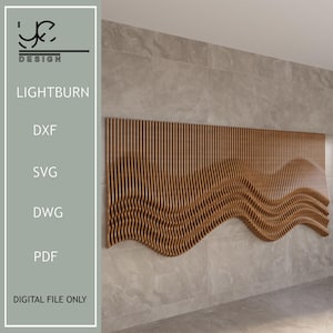 Parametryczna sztuka ścienna gotowa do cięcia, falista drewniana dekoracja ścienna, parametryczna sztuka ścienna, falisty wzór, drewniana dekoracja ścienna, projekt wnętrza, druk CNC