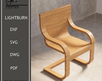 Parametric Design Wavy Wooden Art Chair Model,Chair Woodwork,Woodworking Files,Armchair Furniture