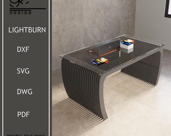 Parametric Wavy Desk Design, Wooden Furniture Cut Files (Digital Download)