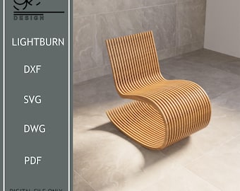 Parametric Wood Chair DXF Model, CNC Plywood Chair Design (Digital File)