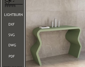 Parametric Wavy Console Table, CNC Cut Wooden Furniture (Digital File)