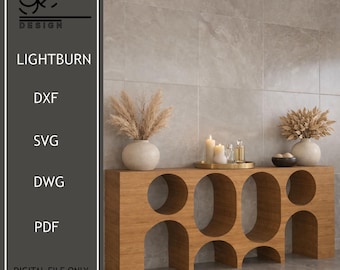 Parametric Entryway Console CNC Plan,Sculptural Geometric Dresser,DXF SVG Files,Digital Woodworking Project