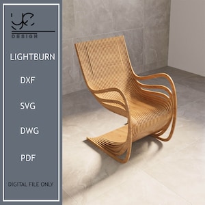Sedia parametrica Design moderno, Mobili in legno ondulato parametrico, Design della sedia, Mobili in legno CNC, Design per ufficio domestico e interni, Svg