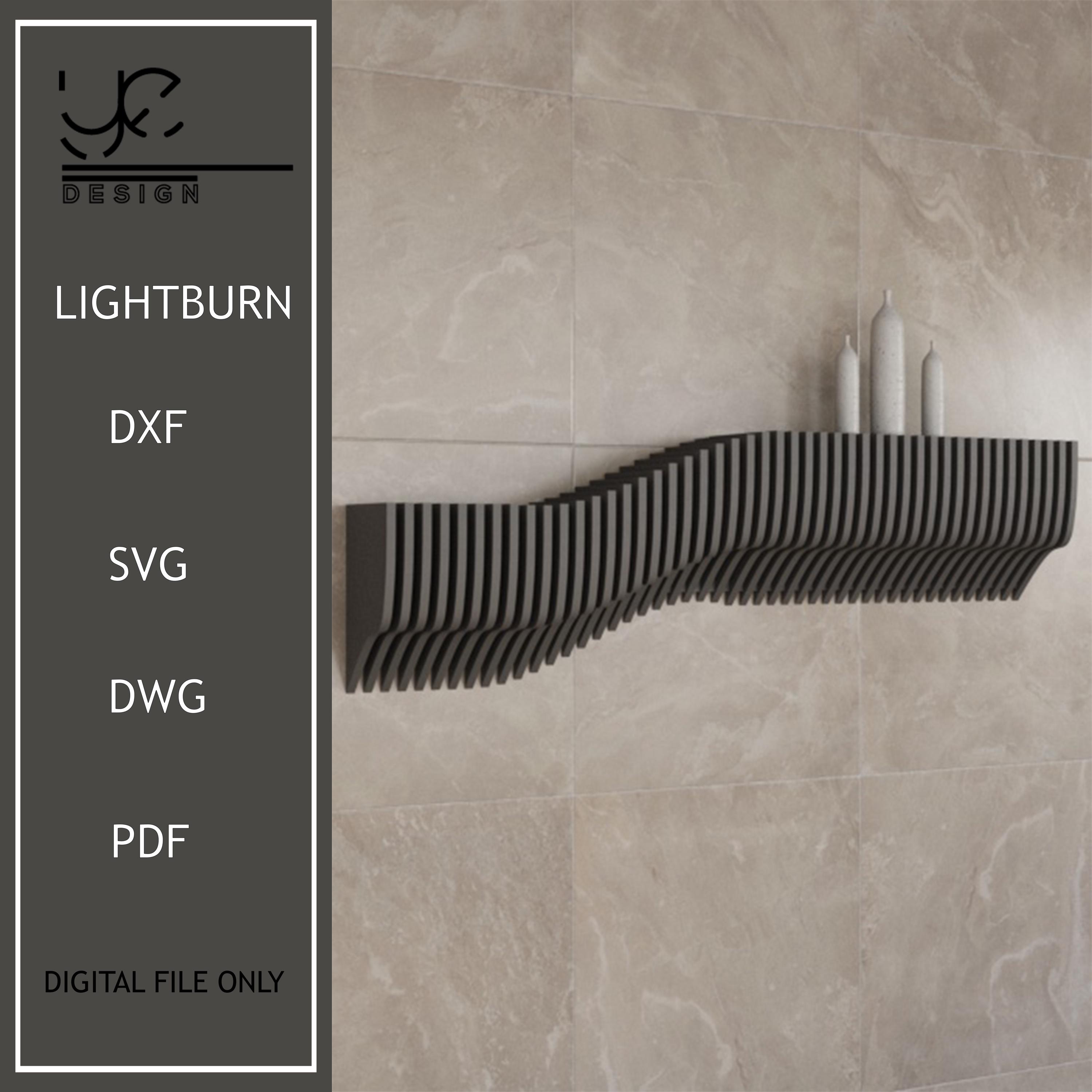 Parametric Wooden Wavy Wall Art,Parametric Wavy Wooden Wall Mounted Shelf,Modern Shelf Design,Wooden Shelf Decor,Digital Files For Wood Cut