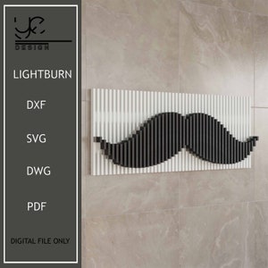 Moustache Drewniany Dekoracyjny Produkt Ścienny, Parametryczny Styl Ścienny, Parametryczne Drewno, Wiszące Na Ścianie Czarno-Białe, Pliki Cyfrowe Do Frezarki CNC
