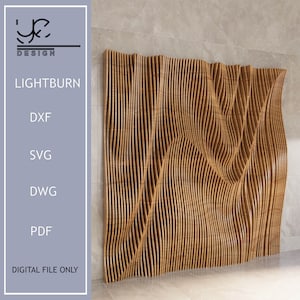 Decorazione da parete in legno ondulato Svg Dxf, pannello da parete parametrico, motivo ondulato, arte da parete parametrica, decorazione da parete in legno, file CNC per il taglio, arte da parete in legno