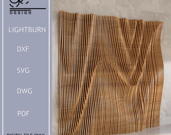 Wavy Wooden Wall Decor, Parametric Panel, CNC Files (SVG, DXF)
