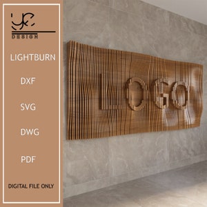 Création de logo paramétrique, décoration murale en bois ondulé et art mural intérieur, exemple de logo spécial personnalisable, oeuvre d'art Word, fichiers CNC à découper