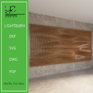 Decorazione da parete con onde del mare, pannello da parete in legno, ondeggiamento parametrico del pannello da parete, grande arte da parete in legno, cornice da parete in legno, parete in compensato, file CNC per il taglio, Svg