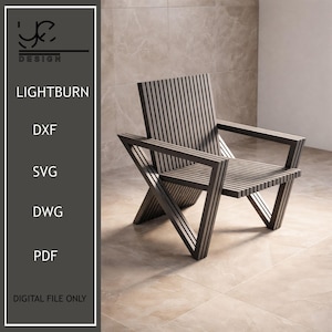 Parametrischer Stuhl CNC-Dateien, Moderner Holz Lounge Stuhl, Laser Cut Möbeldesign, Minimalistisches Sitzen