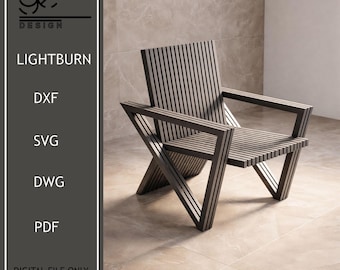 Parametric Chair CNC Files,Modern Wooden Lounge Chair,Laser Cut Furniture Design,Minimalist Seating