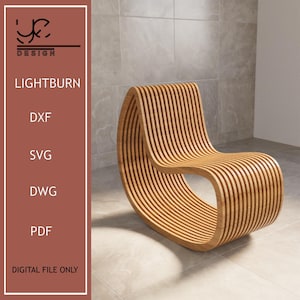 Wavy Wooden Art Chair Model: Parametric Furniture Design for CNC Router (Digital File)