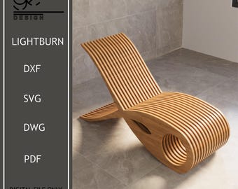 Tumbona paramétrica de madera ondulada, tumbona de madera para piscina, muebles de piscina, carpintería exterior