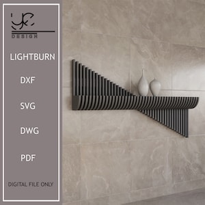 Decorazione per mensole parametriche, decorazione moderna per mensole in legno, decorazione parametrica per mensole in legno ondulato, design per mensole d'ingresso, file digitali per il taglio del legno