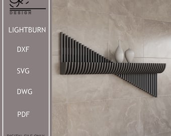 Parametric Shelf Decor,Modern Wooden Shelf Decor,Parametric Wavy Wooden Shelf Decor,Entryway Shelf Design,Digital Files For Wood Cutting
