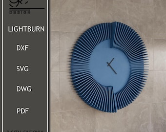 Parametric Radial Art,Parametric Wavy Wooden Wall Decor,Modern Clock Design,Circle Wall Art,Wood Wall Art Decor,Digital File For CNC Cutting