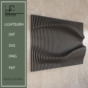 Parametric Wall Art Decor,Cnc Plan,Cnc Router Cut Files,Wall Vector Files,Wavy Pattern, Parametric Wavy Wooden Wall Decor,Parametric CNC