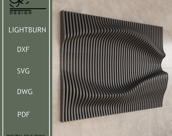 Plano CNC para decoración de pared de madera ondulada paramétrica (descarga digital)
