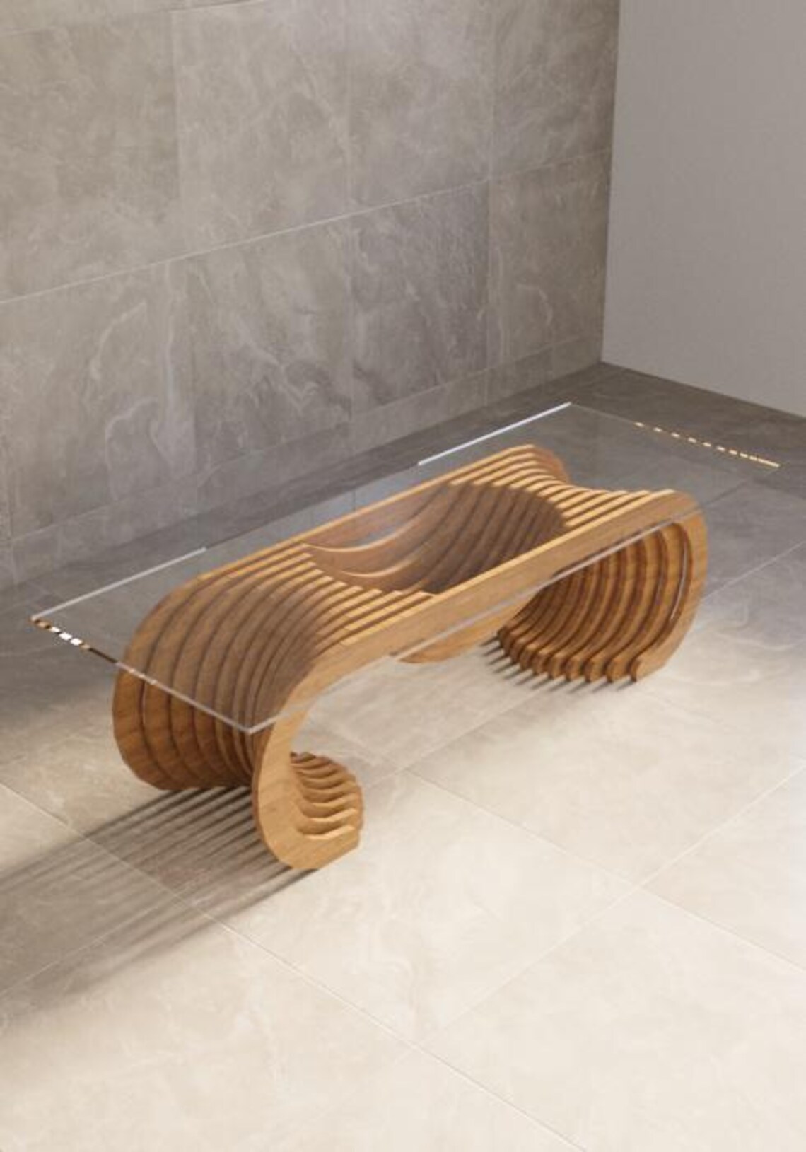 Wavy Texture Table Wavy Wooden Coffee Table - Parametric Art Furniture (digital File) - Etsy