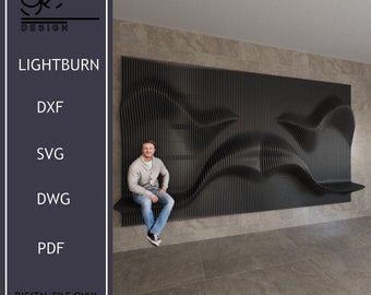 Parametric Wall Panel,CNC Cutting File,Parametric Wall Art Decor,DXF Files Digital Download,Parametric Bench Design,Svg,Dxf,Eps,Wall Art