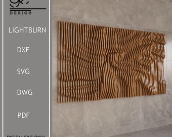 Parametric Wavy Wooden Wall Decor: CNC Router Cut Files (Digital File)