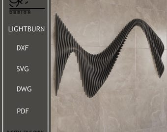 Parametric Wavy Wooden Wall Art Decor: CNC Laser Cut Files (Digital Download)