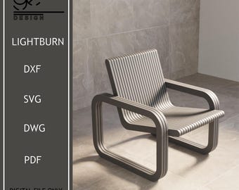 Parametric Lounge Chair Plans,Modern Plywood Chair Files,Digital Download Laser Cut Furniture,Wooden