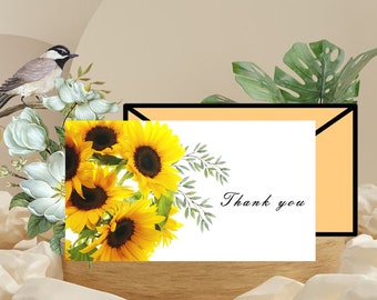 sunflower Thank You Card Template, Thank You Card Printable, Thank you Card, Sunflower Thank You