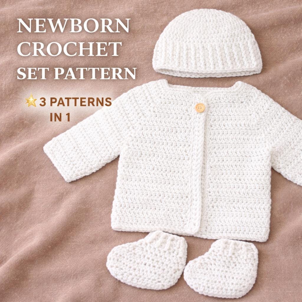 38 Matching Crochet Pattern Sets for Your Next Project 6 Newborn Crochet Cardigan