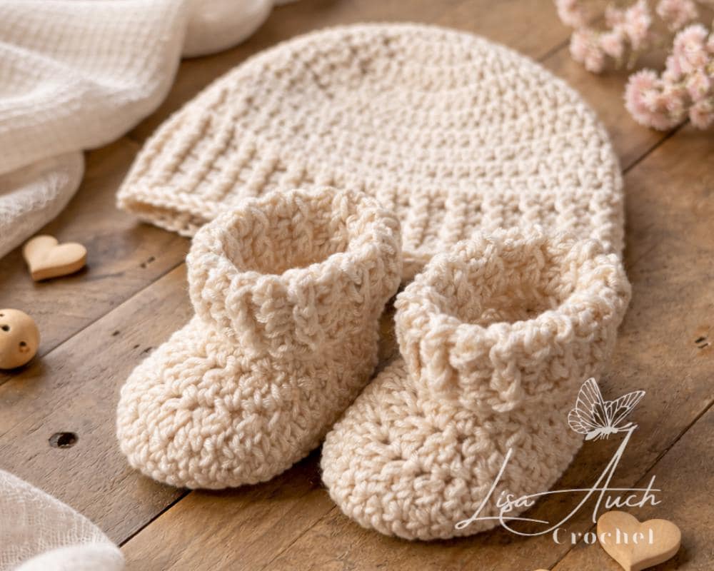 33 Baby Hat Crochet Patterns for Keepsake Gifts, Photo Props, and Everyday Wear 9 Baby Hat & Booties Crochet Pattern: Beginner-Friendly