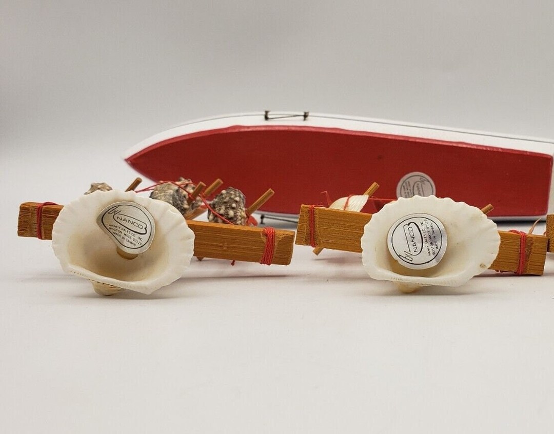 Handmade Wood Model Fishing Boat Seashell Boats Gfhgf654564hgf Etsy