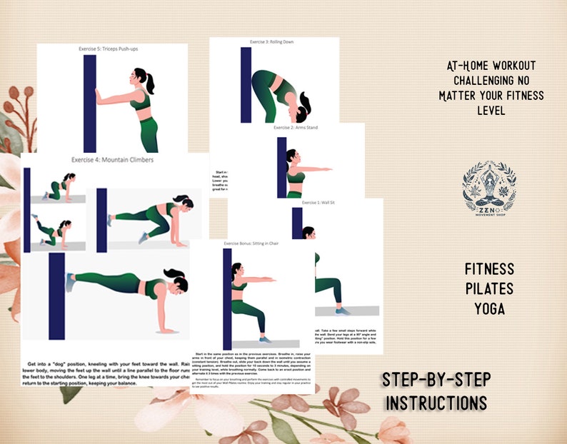 30 Day Wall Exercise Challenge Printable Wall Pilates Wall Etsy Canada