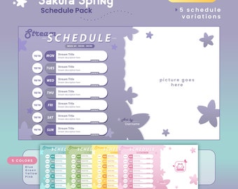 Stream Schedule Sakura Spring | Flower Themed Vtuber Schedule |  5 Variations