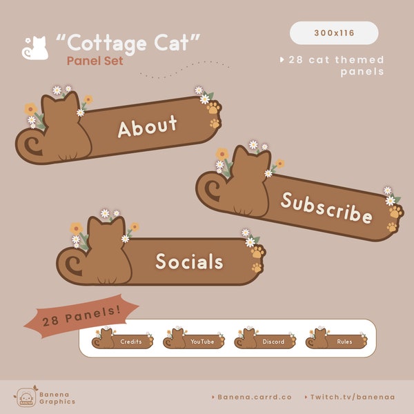 28 Cottage Core Cat Panels | Twitch Panels