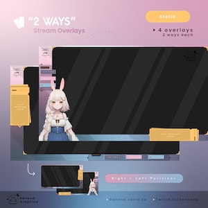 Twitch Overlay 2WAYS | Gaming Stream Overlays Pack | Honkai Star Rail Overlays For Twitch | Vtuber | PINK BLUE