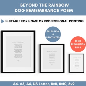 Unique Dog Remembrance Poem | Beyond The Rainbow | Dog Loss Poem | Dog Memorial Gift | Dog Poem | Pet Loss | Digital Download