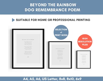 Unique Dog Remembrance Poem | Beyond The Rainbow | Dog Loss Poem | Dog Memorial Gift | Dog Poem | Pet Loss | Digital Download