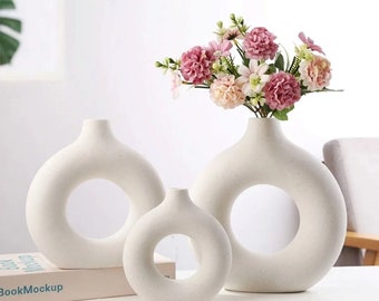 triple white porcelain vase