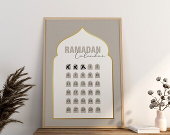Ramadan Calendar Digital Download Wall Art, Ramadan Decoration Modern, Ramadan Planner Countdown, Large Ramadan Calendar Poster Islamic