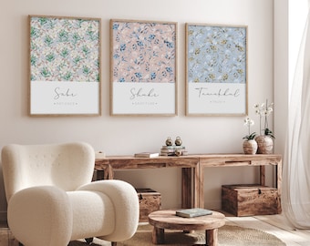 Set von druckbaren Sabr Shukr Tawakkul Blumen, Islamische Wandkunst, Digital Download, Muslimische Poster und Drucke, Islamische Geschenke, druckbare Kunstwerk