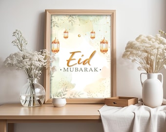 Ramadan Mubarak Wall Art Digital Download, Islamic Printable Poster, Minimalist Muslim Decorations, Modern Muslim Home Decor