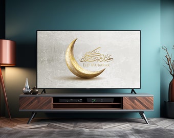 Eid Mubarak Art for Samsung TV Frame, Islamic TV Frame Wall Art, Ramadan Decoration, Ramadan Decor, Digital Download Modern TV Art